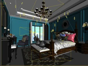 stylish bedroom complete 153 3D Model