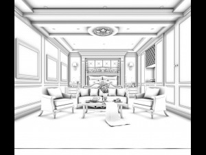 stylish bedroom complete 154 Model 3D