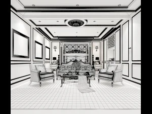 stylish bedroom complete 154 3D Model