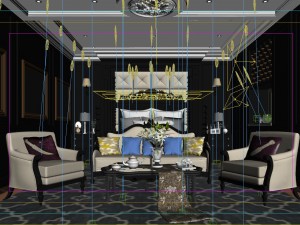 stylish bedroom complete 154 Model 3D
