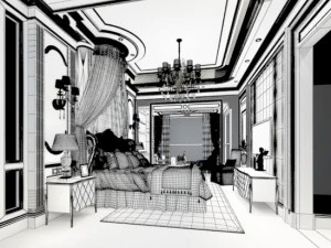 stylish bedroom complete 155 3D Model
