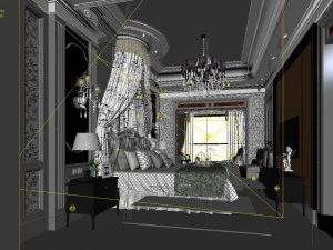 stylish bedroom complete 155 3D Model