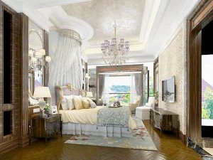 stylish bedroom complete 155 3D Model