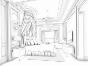 stylish bedroom complete 155 3D Model