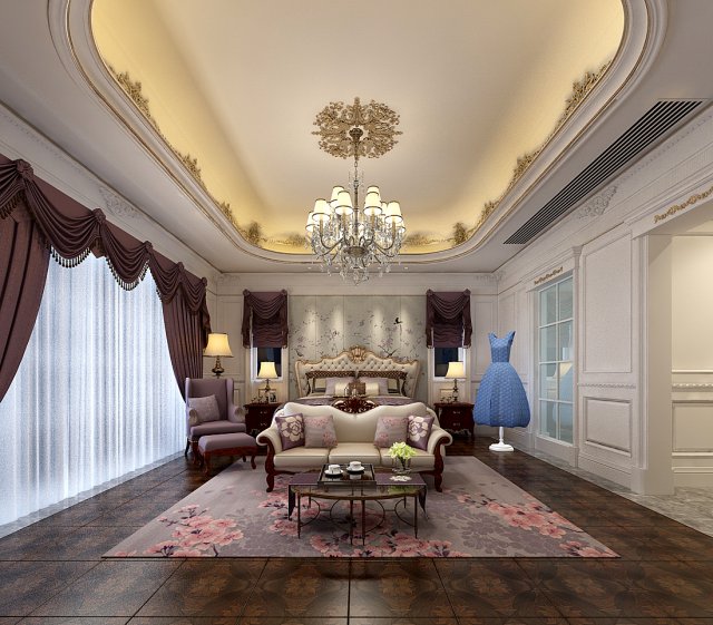 stylish bedroom complete 156 Modèle 3D .c4d .max .obj .3ds .fbx .stl .blend 