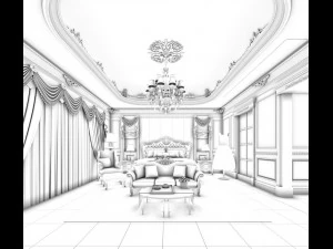stylish bedroom complete 156 3D Model