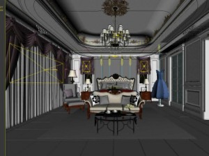 stylish bedroom complete 157 3D मॉडल