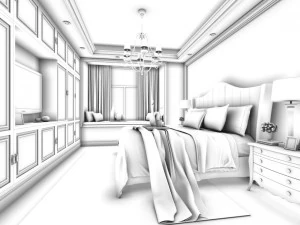 stylish bedroom complete 157 3D Model