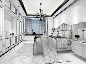 stylish bedroom complete 157 3D Model