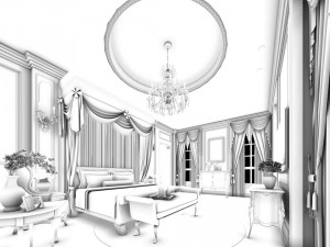 stylish bedroom complete 158 Model 3D