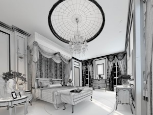 stylish bedroom complete 158 Model 3D