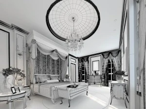 stylish bedroom complete 158 3D Model