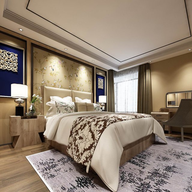 stylish bedroom complete 159 Modello 3D .c4d .max .obj .3ds .fbx .stl .blend 