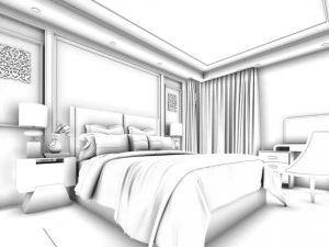 stylish bedroom complete 159 3D Model