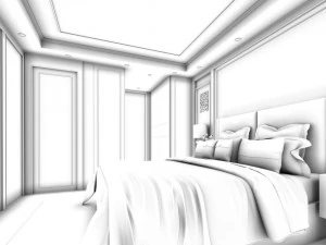 stylish bedroom complete 159 3D Model