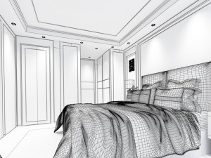 stylish bedroom complete 159 Modello 3D