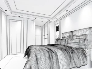 stylish bedroom complete 159 3D Model