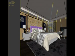 stylish bedroom complete 159 3D Model