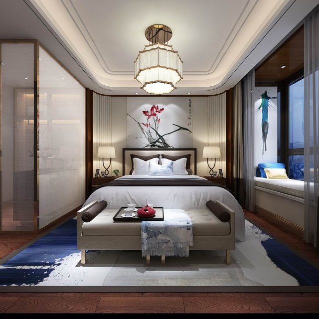 stylish bedroom complete 160 3D 模型 .c4d .max .obj .3ds .fbx .stl .blend 