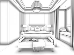 stylish bedroom complete 160 3D Model