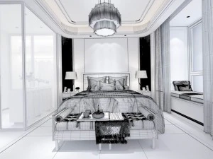 stylish bedroom complete 160 3D Model