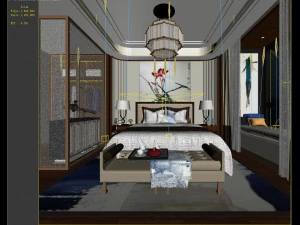 stylish bedroom complete 160 3D Model