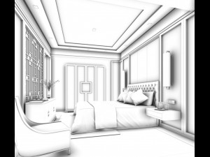 stylish bedroom complete 161 3D Model