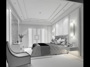 stylish bedroom complete 161 3D Model