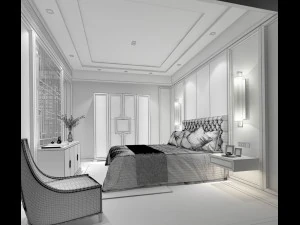 stylish bedroom complete 161 3D Model