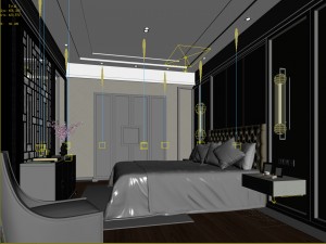 stylish bedroom complete 161 3D Model
