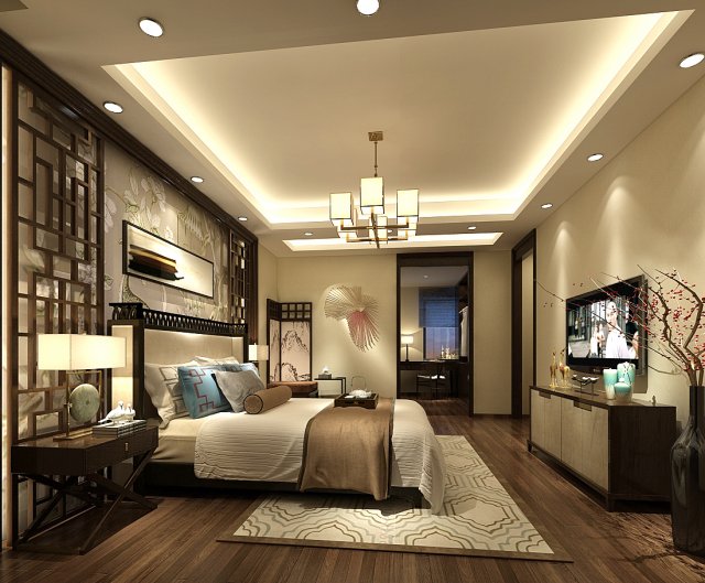 stylish bedroom complete 162 3D Модель .c4d .max .obj .3ds .fbx .stl .blend 