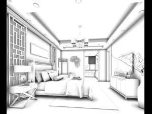 stylish bedroom complete 162 3D Model
