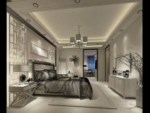 stylish bedroom complete 162 3D Model