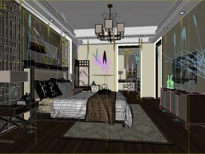 stylish bedroom complete 162 3D Model