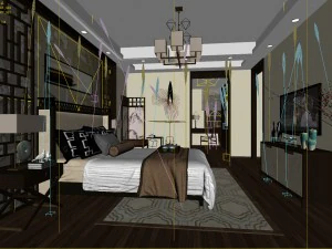 stylish bedroom complete 162 3D Model
