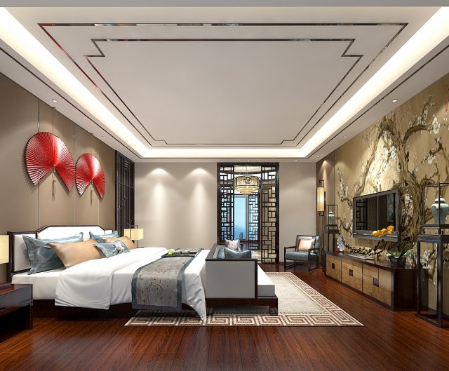 stylish bedroom complete 163 3D Model .c4d .max .obj .3ds .fbx .stl .blend 
