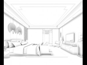 stylish bedroom complete 163 3D Model