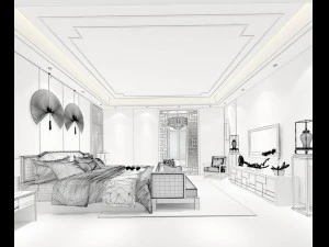 stylish bedroom complete 163 3D Model