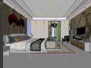 stylish bedroom complete 163 3D Model