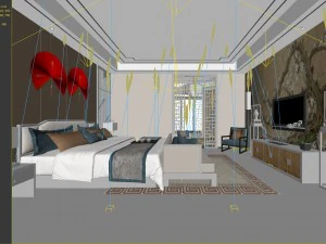 stylish bedroom complete 163 3D Model