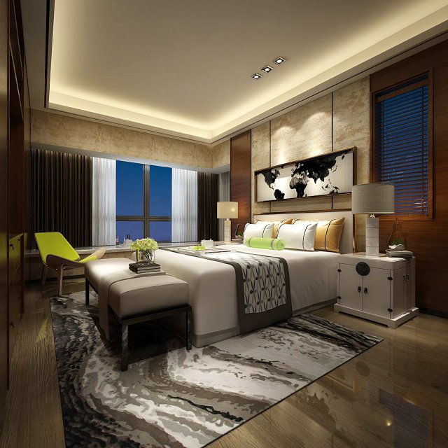 stylish bedroom complete 164 3D 模型 .c4d .max .obj .3ds .fbx .stl .blend 