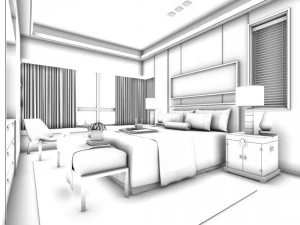 stylish bedroom complete 164 3D Model