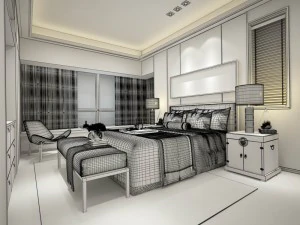 stylish bedroom complete 164 3D Model