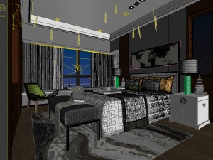stylish bedroom complete 164 3D 模型