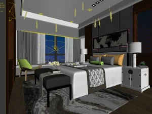 stylish bedroom complete 164 3D Model