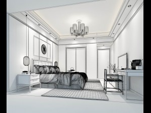 stylish bedroom complete 165 3Dモデル