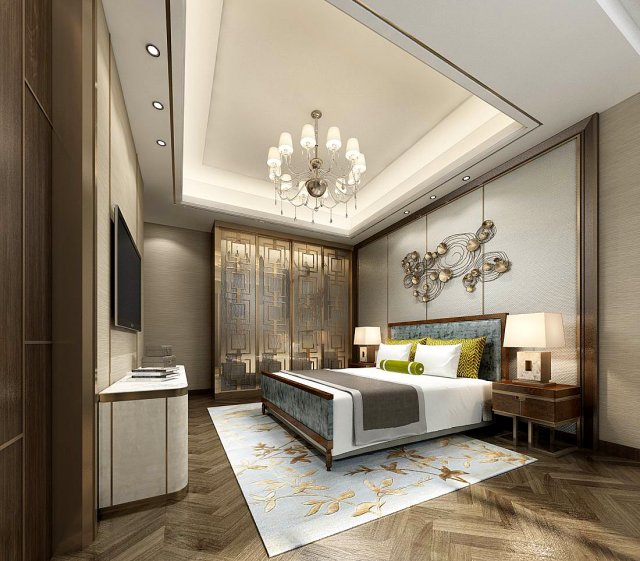stylish bedroom complete 166 3D 模型 .c4d .max .obj .3ds .fbx .stl .blend 