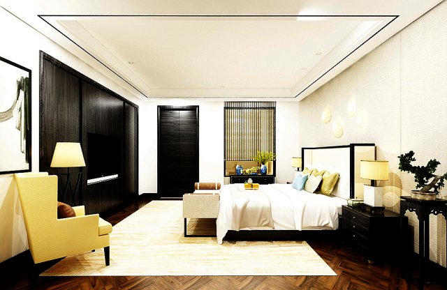 stylish bedroom complete 167 3D Model .c4d .max .obj .3ds .fbx .stl .blend