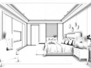 stylish bedroom complete 167 3D Model