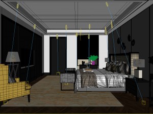 stylish bedroom complete 167 3D Model